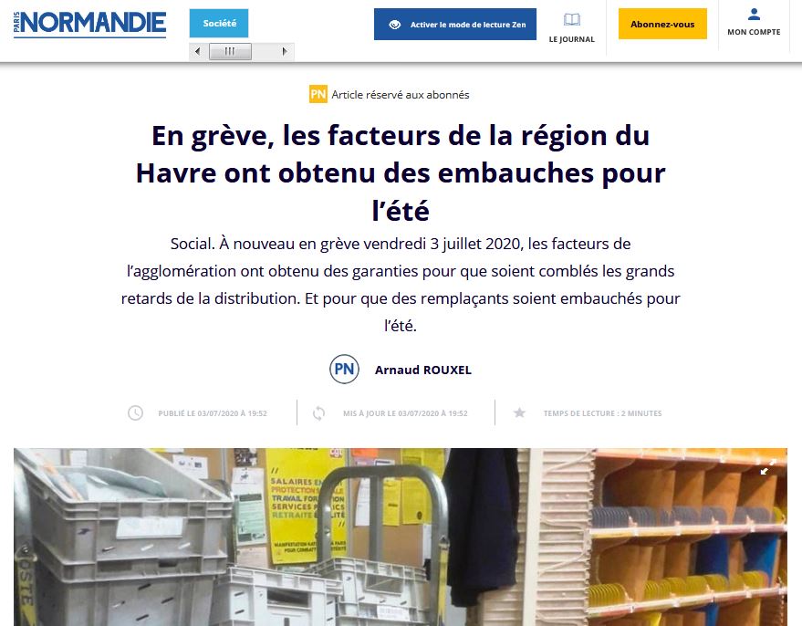 En grève, les facteurs de la région du Havre ont obtenu des embauches pour l'été {HTML}