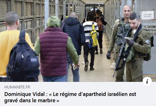Dominique Vidal : « Le régime d'apartheid israélien est gravé dans le marbre » | L'Humanité {HTML}