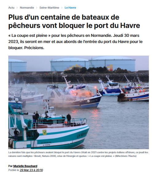 Plus d'un centaine de bateaux de pêcheurs vont bloquer le port du Havre | 76actu {HTML}