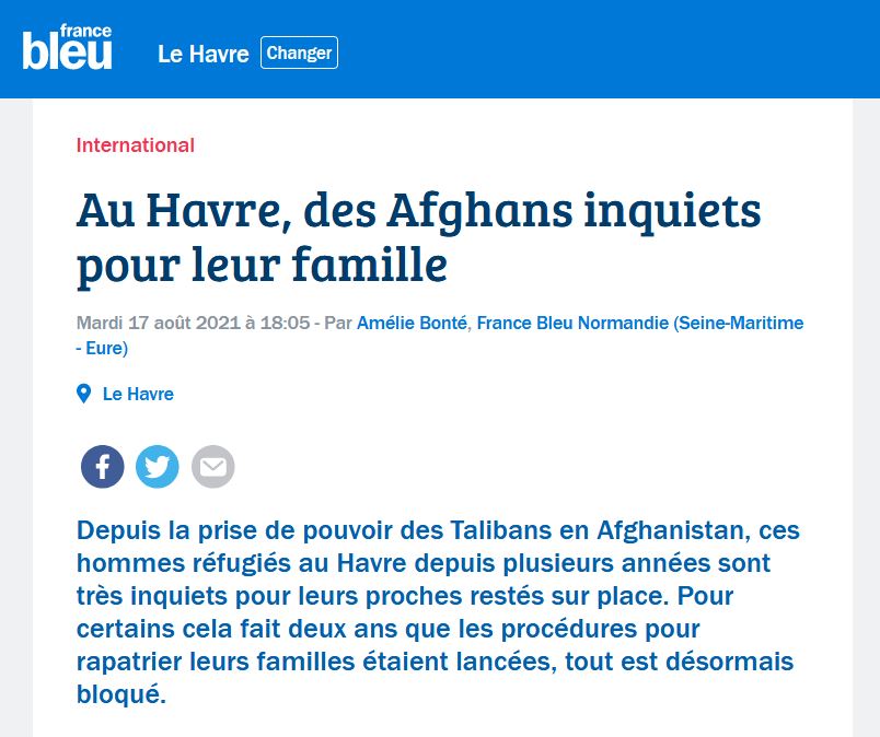Au Havre, des Afghans inquiets pour leur famille (HTML - 708.9 ko)