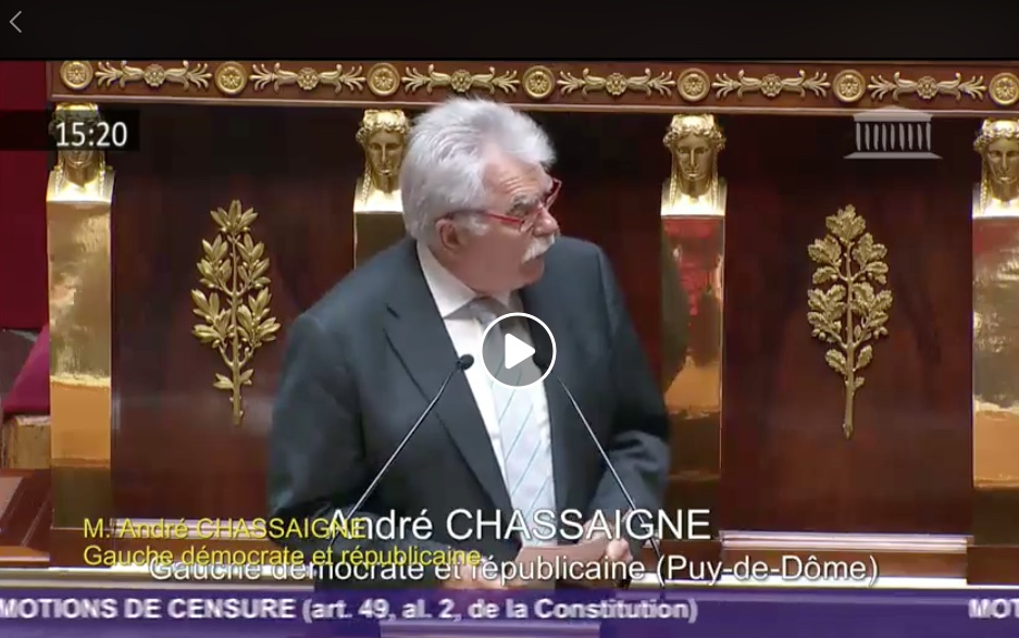 Vidéo de l'intervention d'André CHASSAIGNE pour la Gauche (Extrait) - (...) (HTML - 187.8 ko)