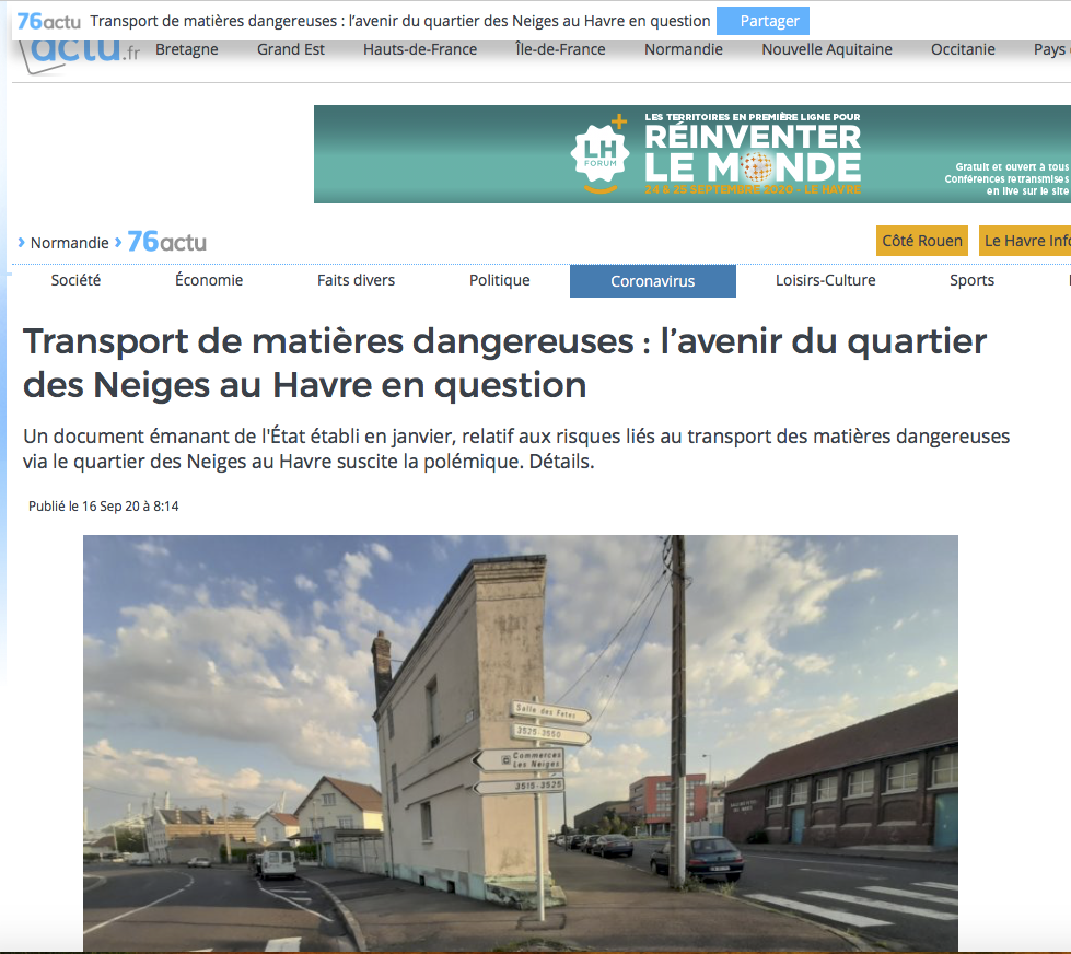 Transport de matières dangereuses : l'avenir du quartier des Neiges au Havre en question | 76actu {HTML}
