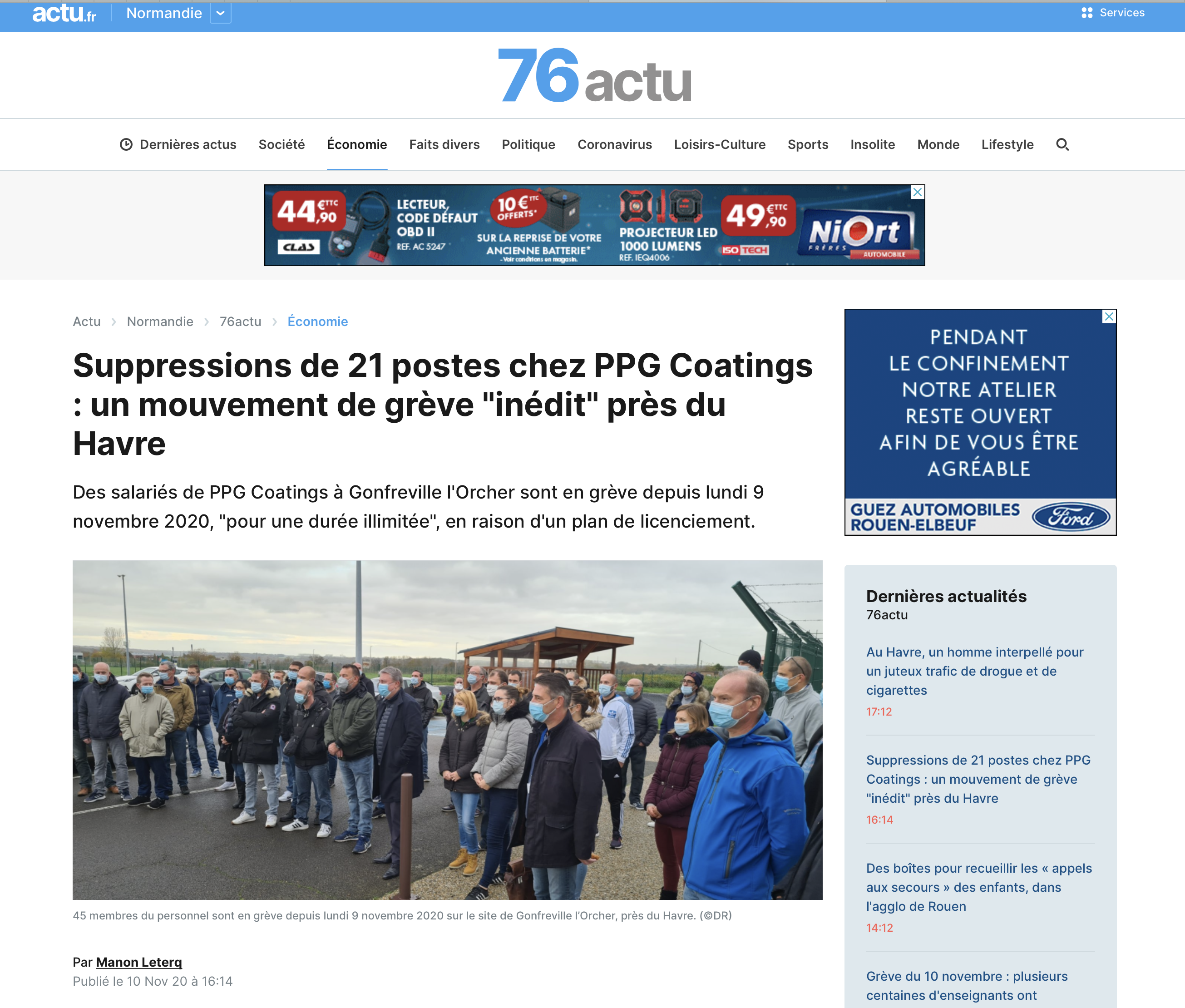 Suppressions de 21 postes chez PPG Coatings : un mouvement de grève "inédit" près du Havre | 76actu {HTML}