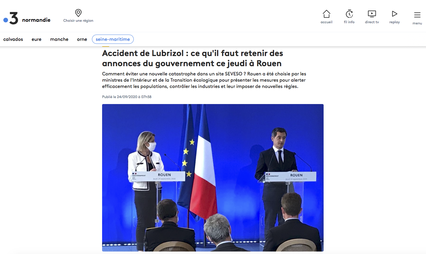 Accident de Lubrizol : ce qu'il faut retenir des annonces du gouvernement ce jeudi à Rouen {HTML}